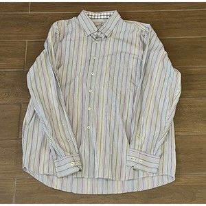 Alan Flusser Mens Shirt Size XXL Button Striped Long Sleeves Cotton Pocket